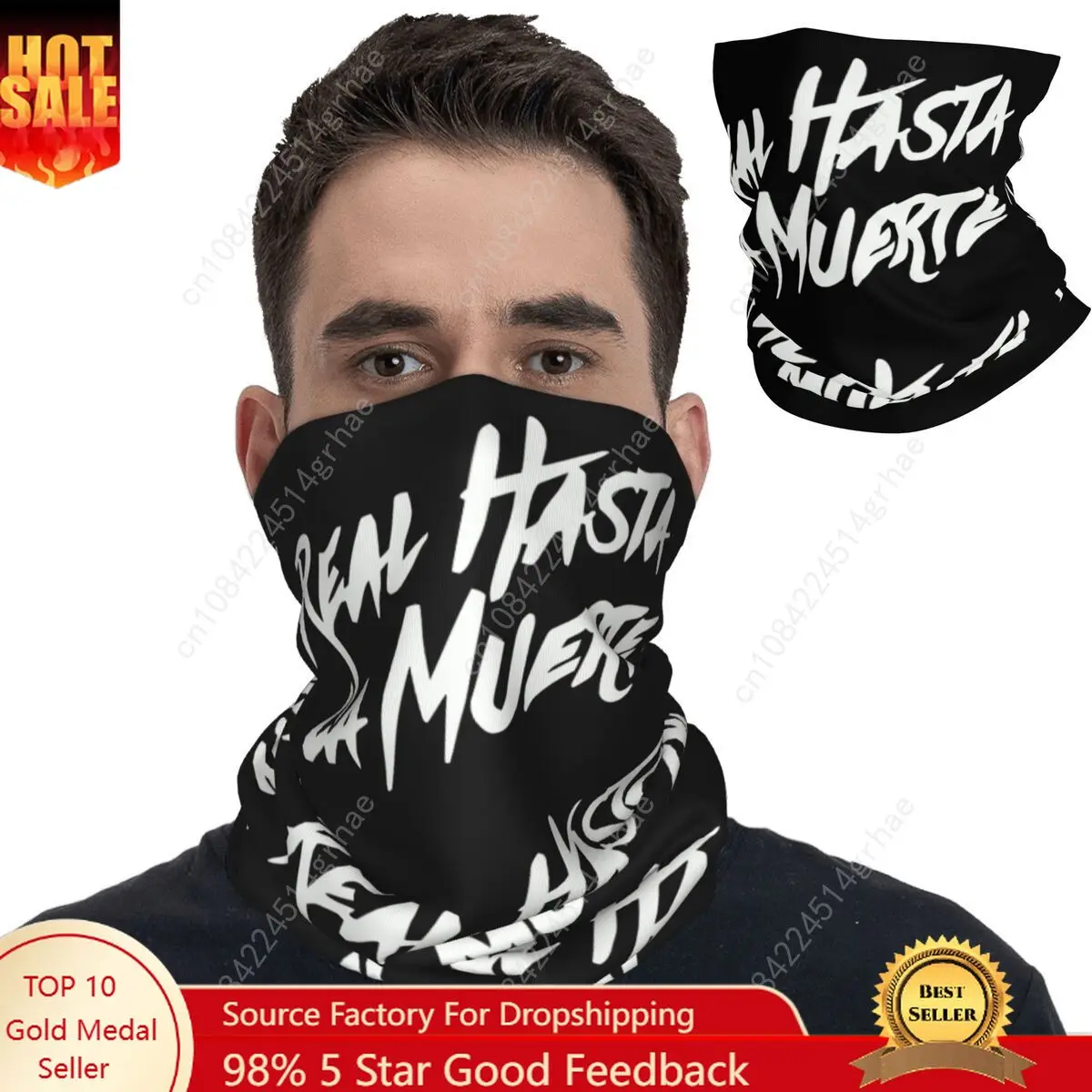 

Real Hasta La Muerte Bandana Neck Cover Printed Anuel AA Face Scarf Multifunctional Balaclava Riding Men Women Adult All Season