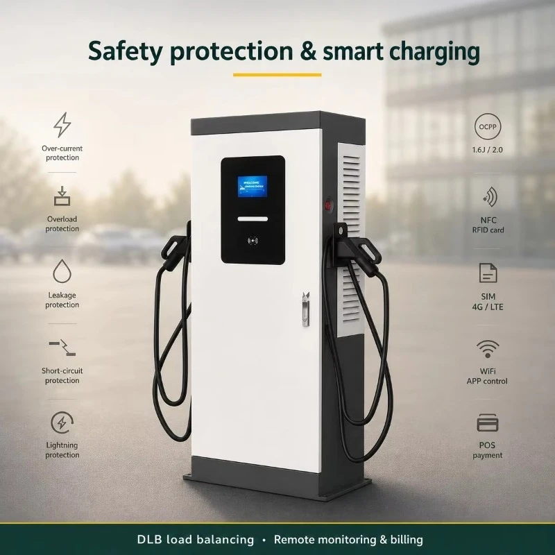 Portable 60kW-400kW DC EV Charger Type 2 Electric Vehicle Charging Station with WiFi APP,IP65 Waterproof Home Fast Charging Pile