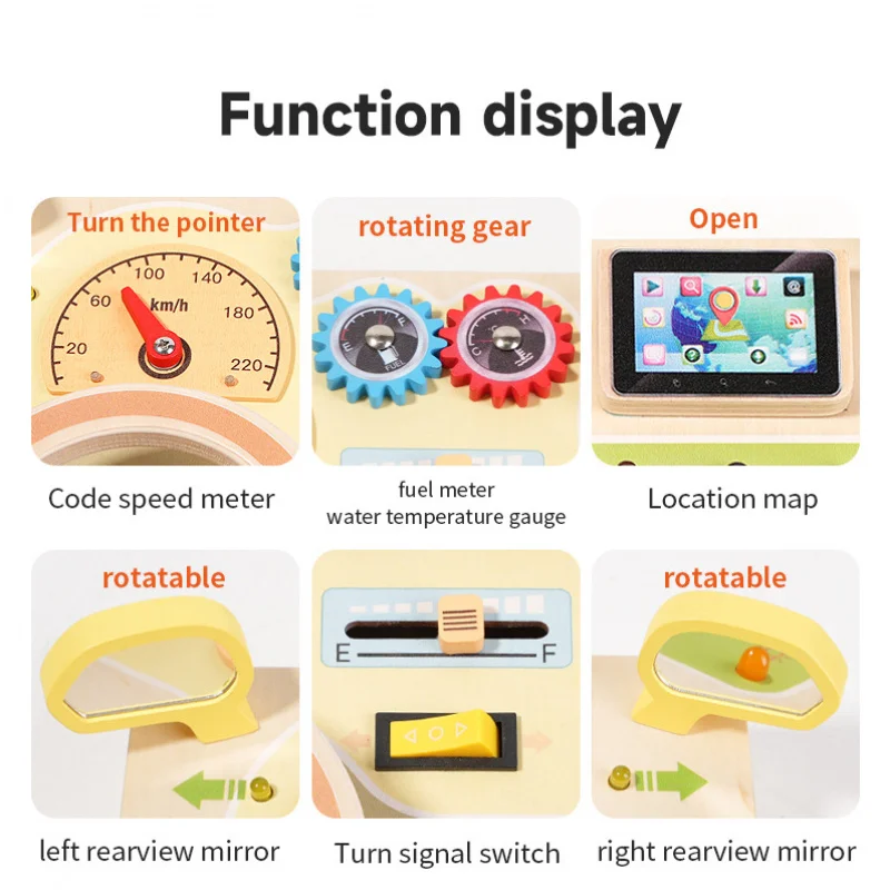 New Kids Early Education Wooden LED Light Busy Board Socket Switch children Hands-on Toys Analog Steering Wheel Circuit Boards