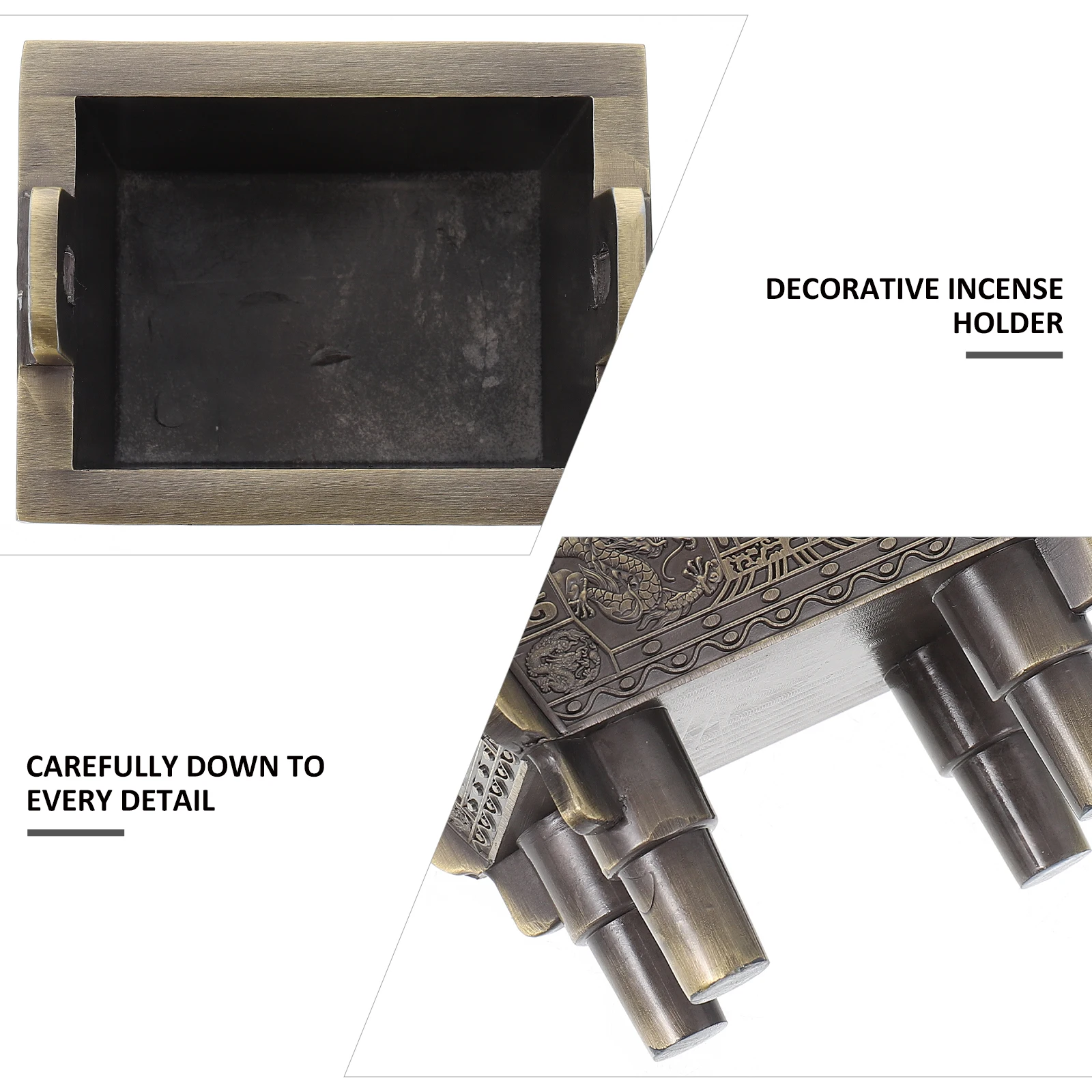 

1PC Exquisite Zinc Alloy Tripod Incense Holder Sturdy Square Burner for Air Purification and Stress Relief