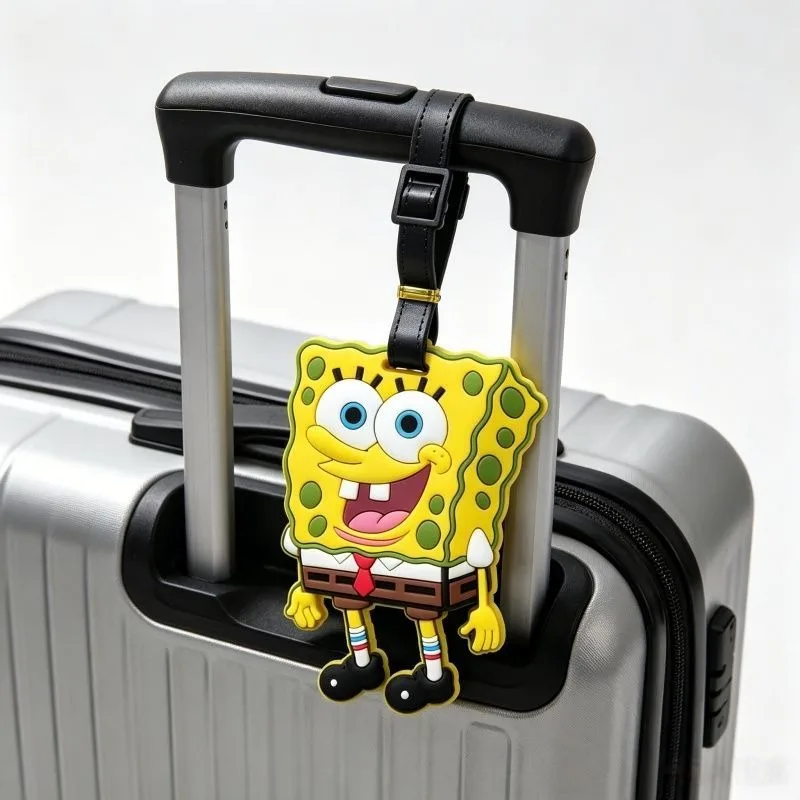 Cute Anime SpongeBob & Patrick Star PVC Luggage Tag for Suitcase Travel with Anti-lost Durable Label Collectible Figures Toys view 2