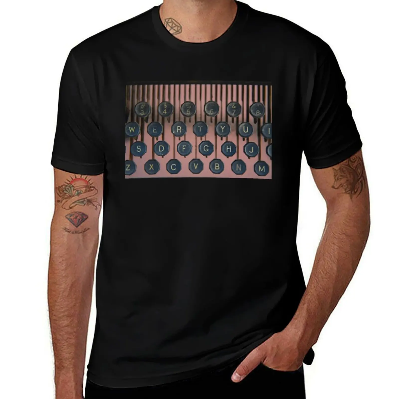 

A set of vintage typewriter keys T-Shirt basketball graphic tees clothes plus sizes men workout shirt