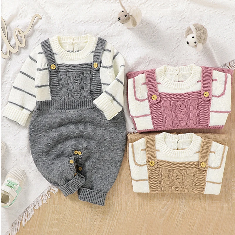 Baby Clothes New Autumn Winter Sweater Sets For Children Knitted Newborn Jumpsuits Casual Loungewear Infant Boys Girls Outfits
