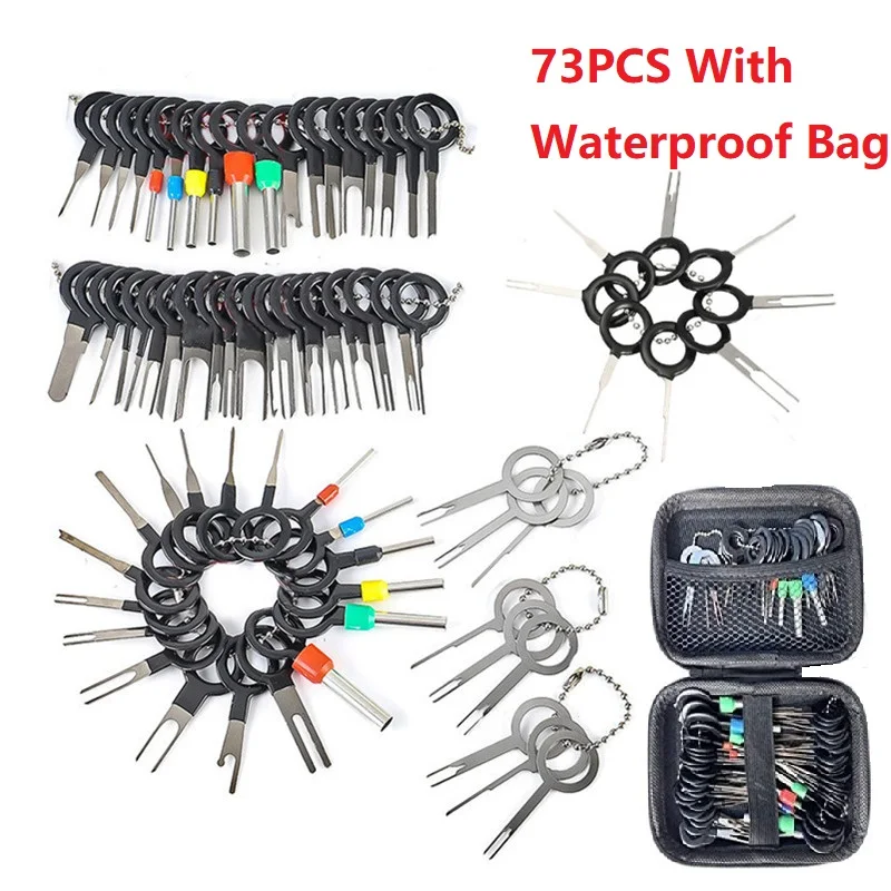 

Terminal Ejector Kit Tools With Waterproof Bag Wire Connector Extractor Automotive Terminal Wire Terminal Removal Tool 73PCS