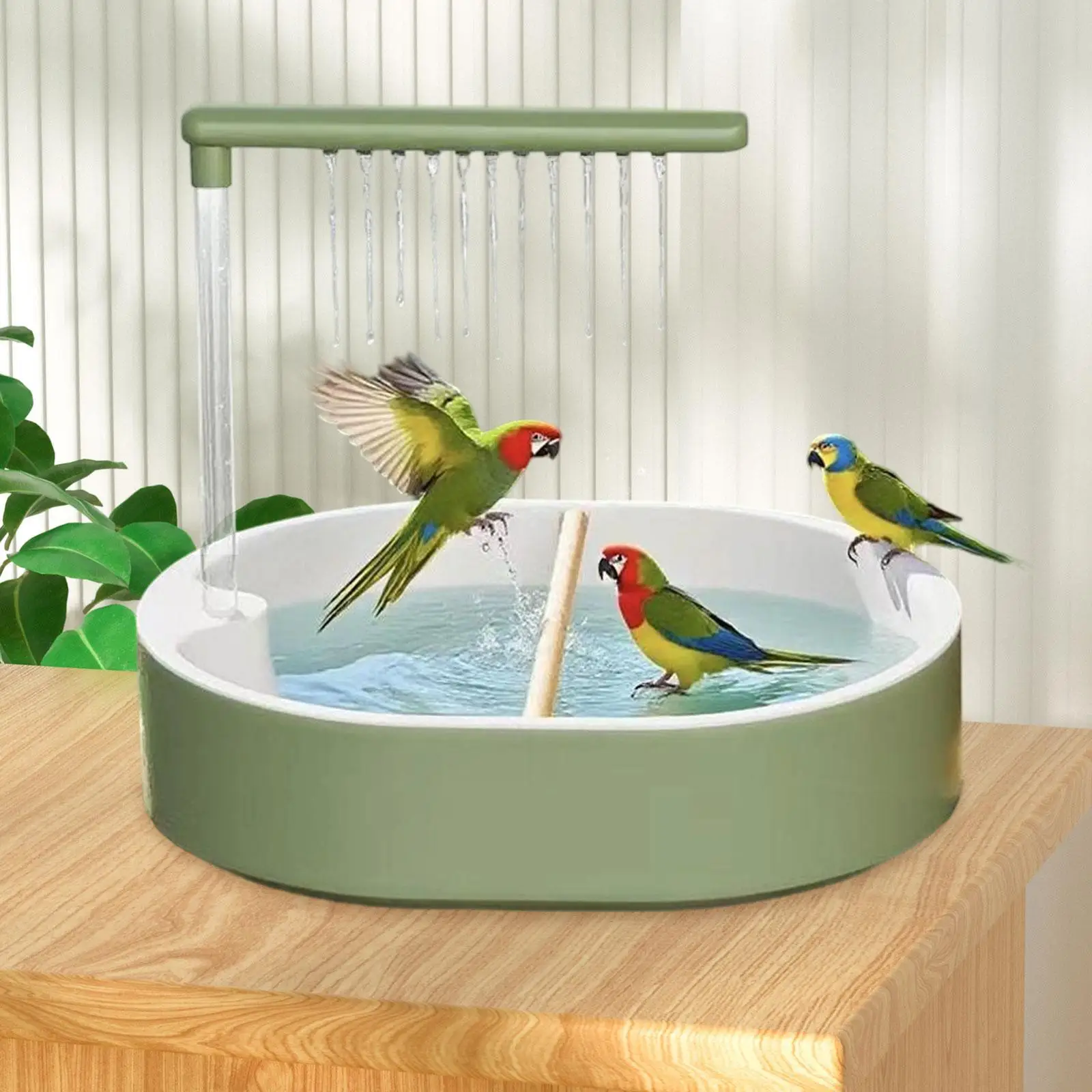 Bird Shower Automatic Bathtub Parrot Perch PP Material Indoor Cage Bath for Mynahs Cockatiels