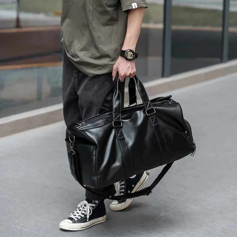 Men's Travel Portable Waterproof Sports Bag Cylinder Training Fitness Bag Large Capacity Luggage Shoulder