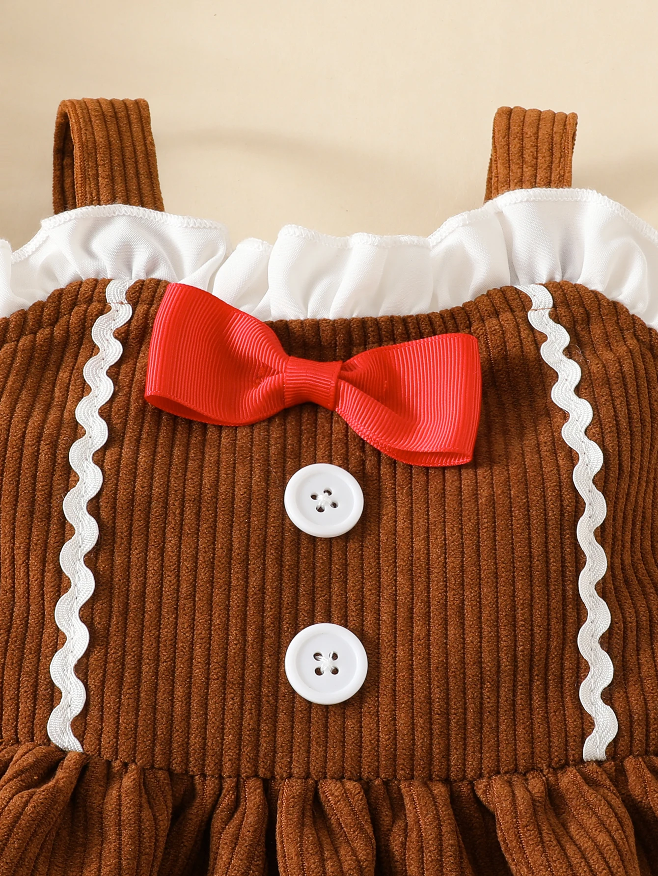 Thick Corduroy Fashionable and Cute Lady Bow Waist Suspender Skirt for Baby Girls in Autum Korean Retro Style Dress