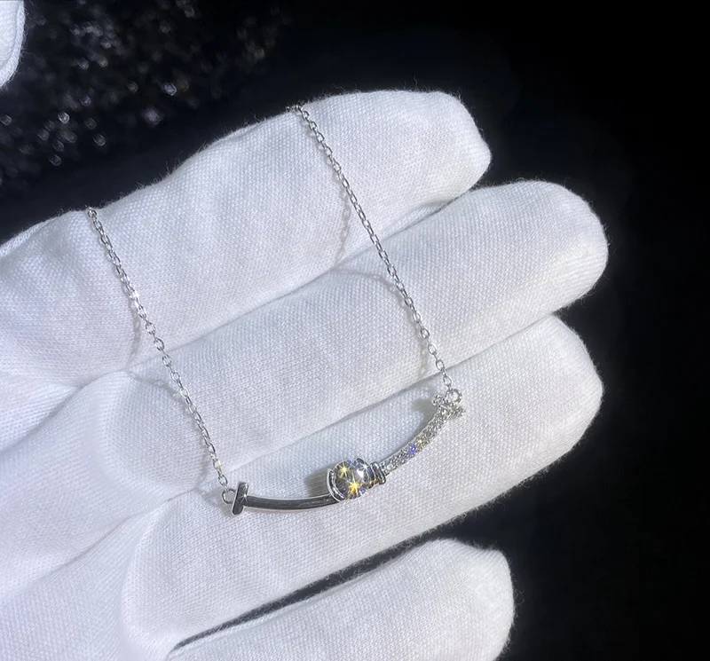S925 silver mother-of-pearl smiling face light luxury fashionable multi-purpose collar chain
