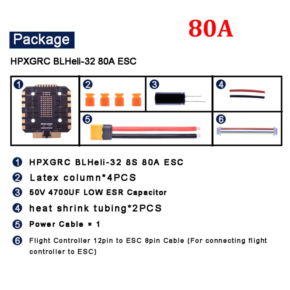 

HPXGRC BLHeli_32 80A 100A ESC STM32G071 32Bit Electronic Speed Controller 3-8S LIPO 30.5x30.5mm for RC FPV Racing Drone