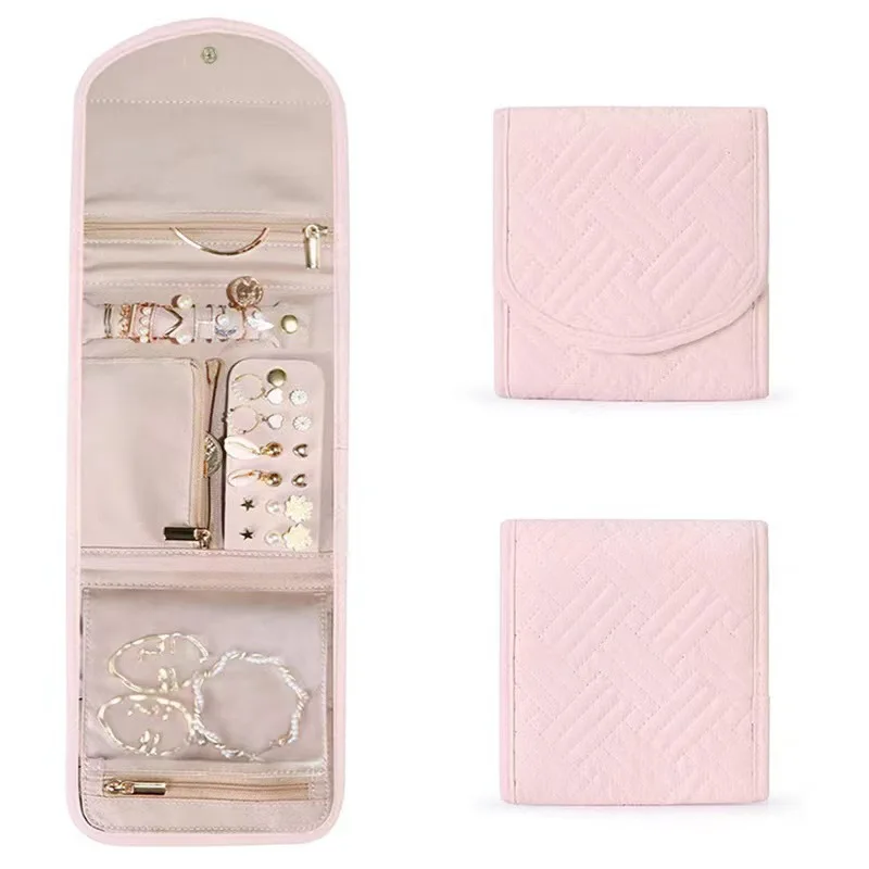 Travel Portable Jewelry Organizer Roll Foldable Jewelry Case for Bracelet Ring Necklaces Earring Jewelry Storage Bag Travel Bags