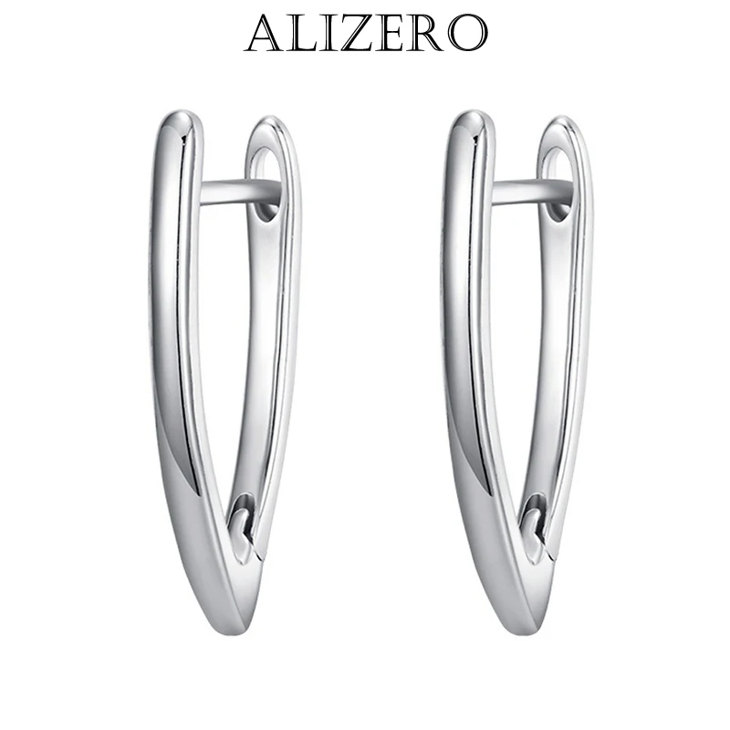ALIZERO 925 Sterling Silver V-Shape Earrings For Woman Wedding Engagement Fashion Charms Party Jewelry