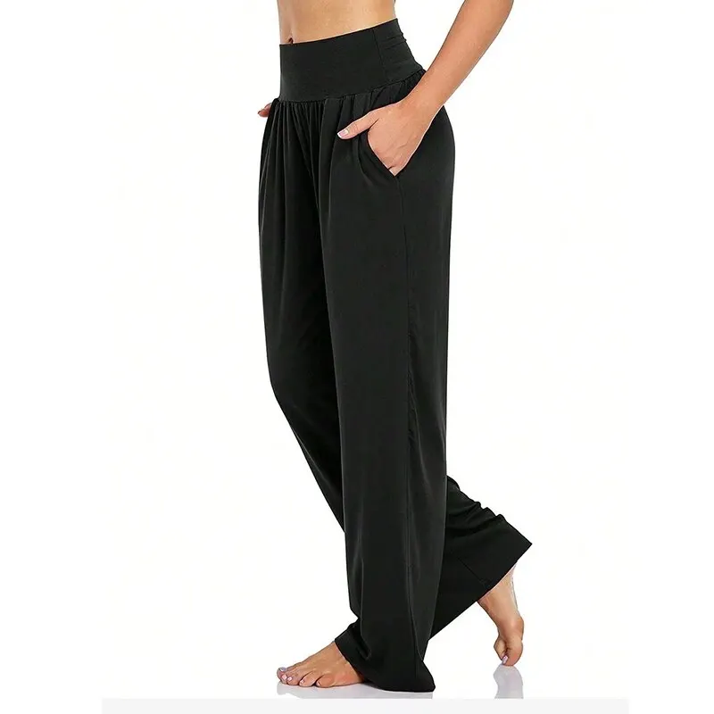 Womens Wide Leg Yoga Pants High Waisted Comfy Casual Loose Pants Workout Plus Size Lounge Sweatpants with Pockets