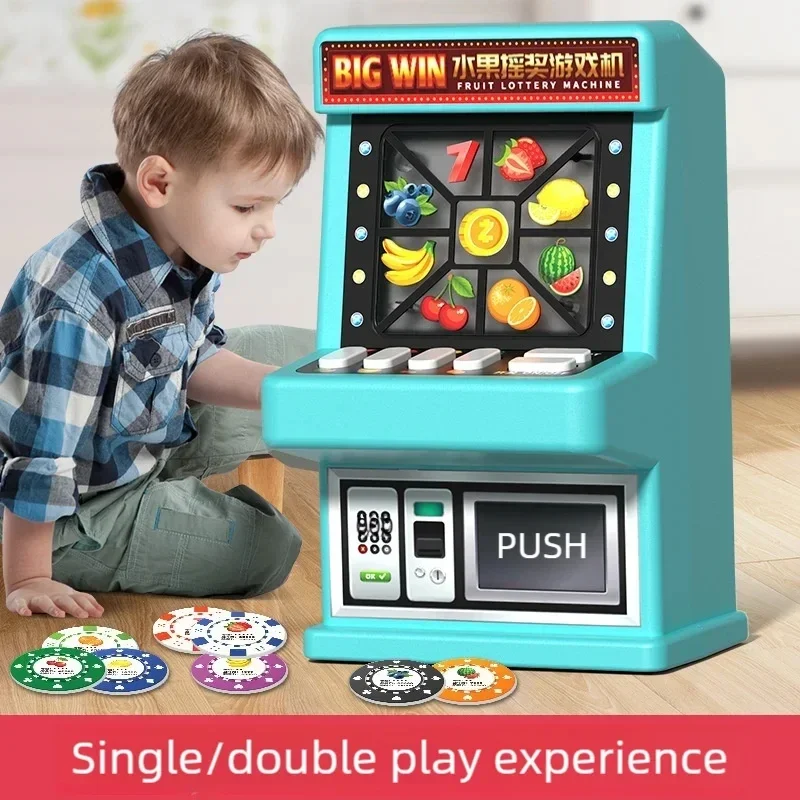 Mini Fruit Lottery Machine Table Toys Multiplayer Retro Competition Party Desktop Game Toy Cartoon Slot Machine Toy Gift for Kid