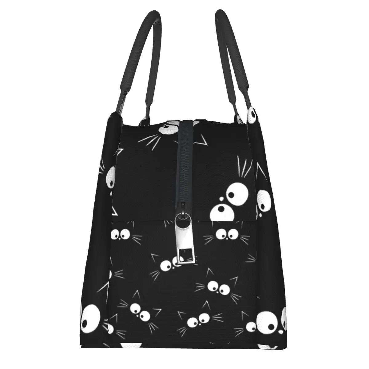 Cute Black Cat Pattern Lunch Bags Insulated Bento Box Leakproof Lunch Tote Picnic Bags Cooler Thermal Bag for Woman Girl Office