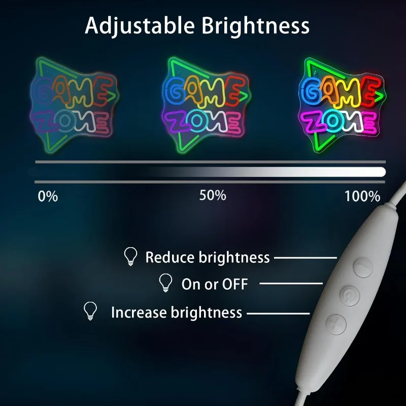 Zona di gioco Decorazione al neon Parete Luce a LED Ragazzi Camera da letto Adolescenti Uomini Grotta Internet Bar Decorazione per feste Regalo per appassionati di giocatori di giochi