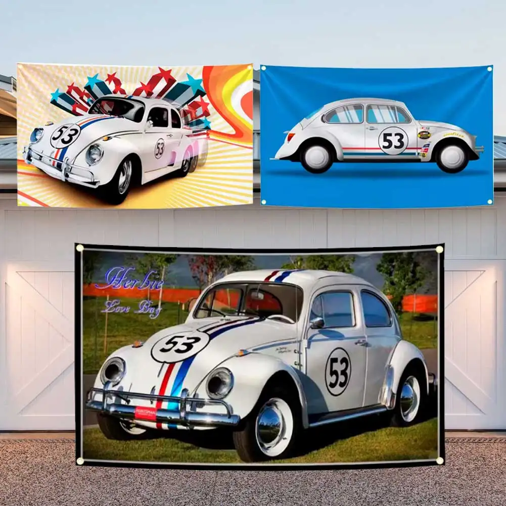 60x90cm/90x150cm Herbie Beetle 53 Car Flag Banner Tapestry Banner Racing Car Garage Or Outdoor Decoration For Auto Enthusiasts