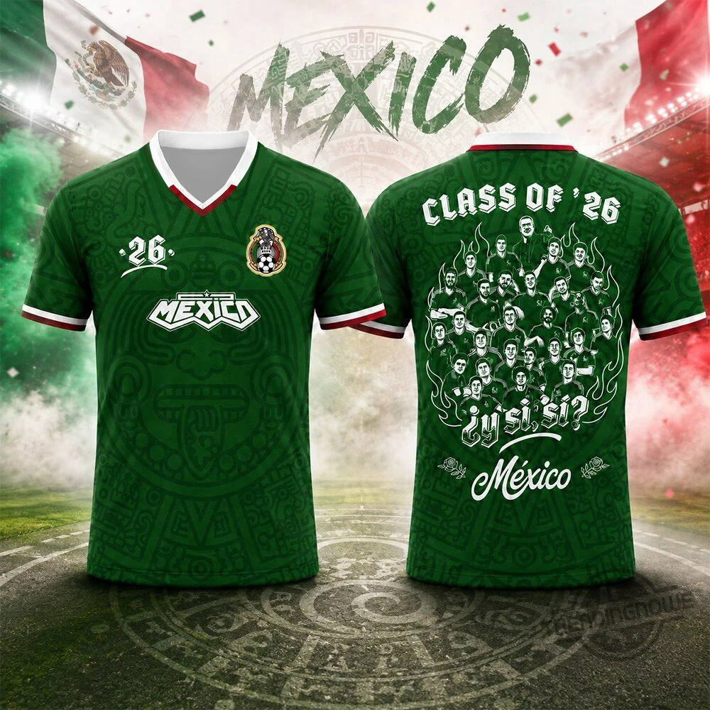 Mexico 2026 Y Si Si Commemorative Jersey Class of 26 El Tri Fan Notoriety Football Shirt Sports Quick-drying Tee Family Matching