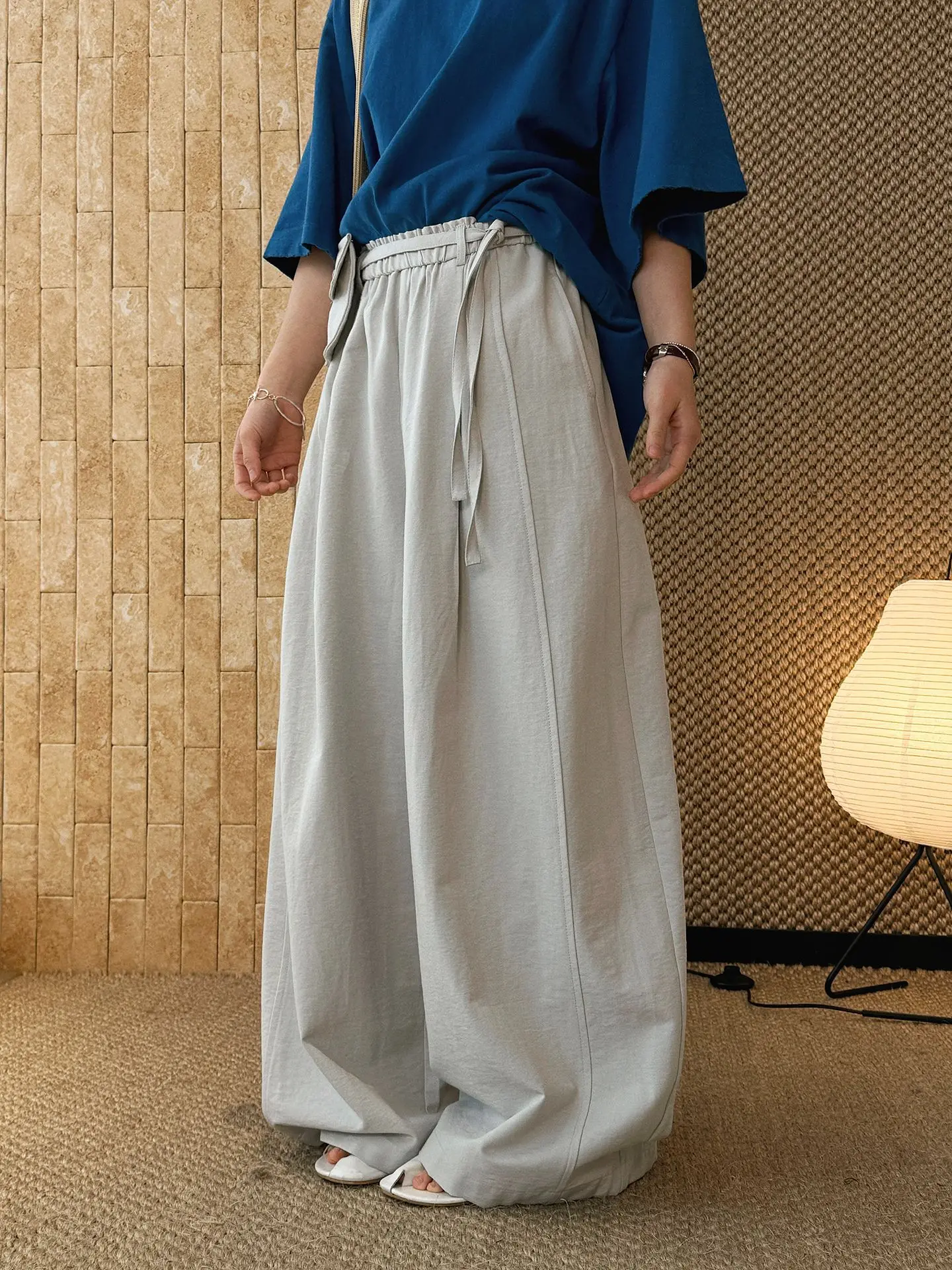 2026 New Women Casual High Waist Long Pants With Pocket Fashion White Color Wide Leg Pants Women Clothes Trousers