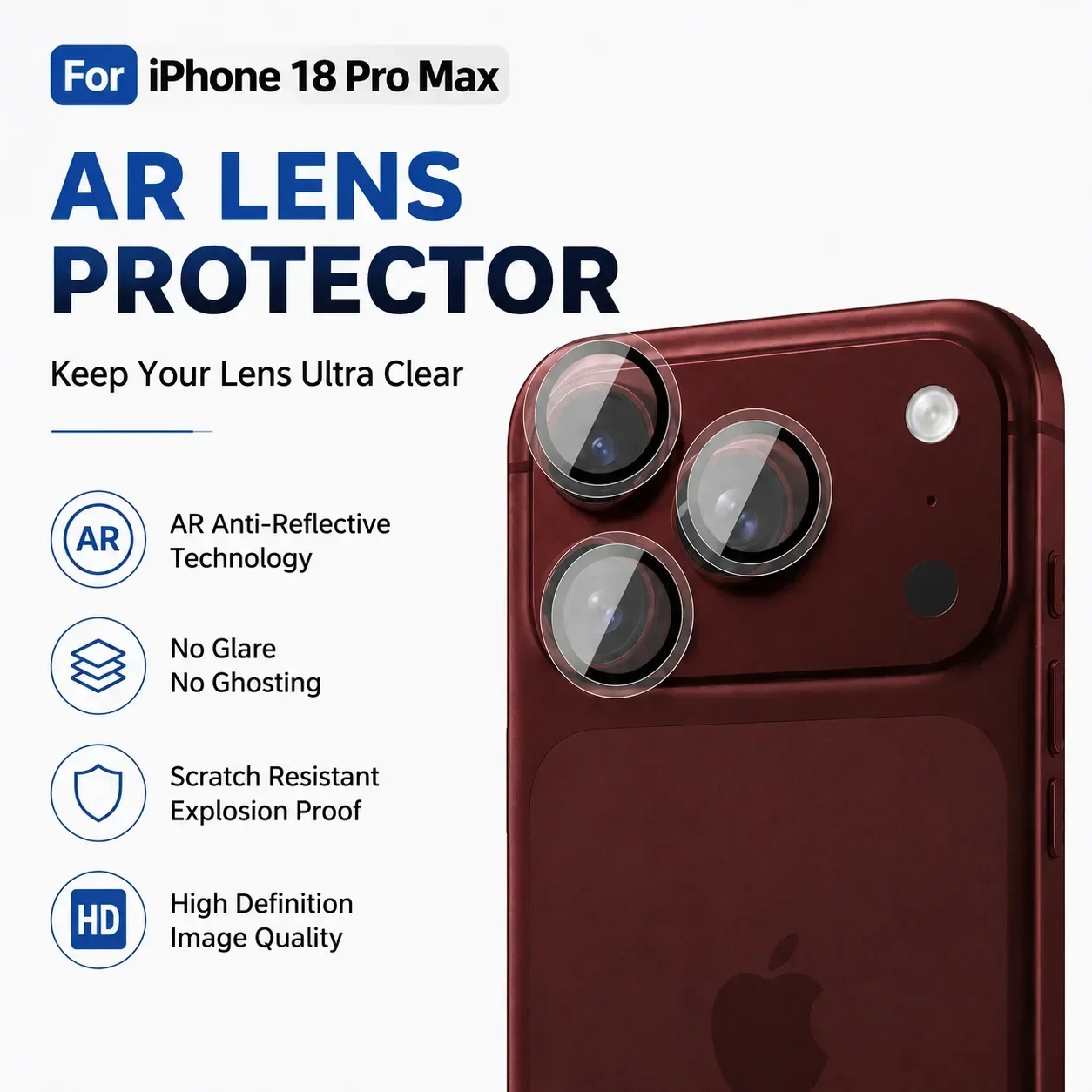 3/6/9Pcs Camera Protectors For IPhone 18 17 Pro Max 16 15 14 13 12 11 Plus Pro Max 17Air 18 Fold Camera Lens Tempered Glass - view 3
