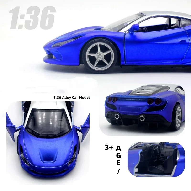 รถของเล่นโลหะผสมสำหรับเด็กผู้ชาย รถแข่งสปอร์ตจำลองสมจริง ของเล่นเด็กแบบดึงหลัง รถสะสม