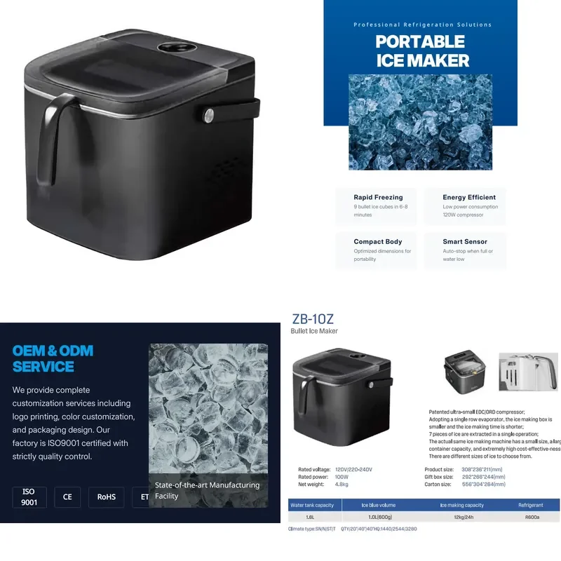 for  Newly Designed Ultra Small  Compressor 100W High Efficiency Bullet Ice Machine R600a Intelligent Home Ice Maker