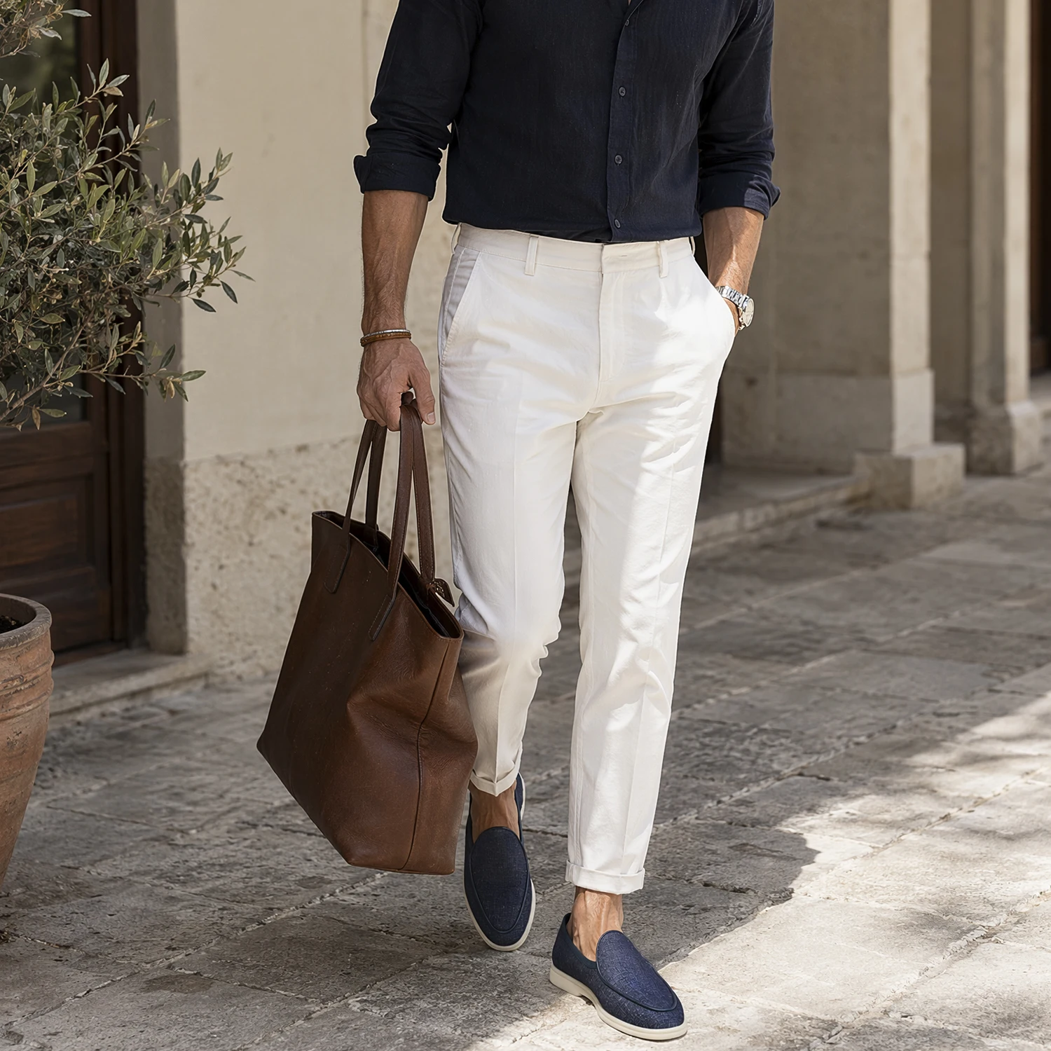 Piergitar Denim Blue Linen Summer Walk Style Loafers Daily Commuting Attire Handmade Men's Casual Shoes “LP” Brand Same Model