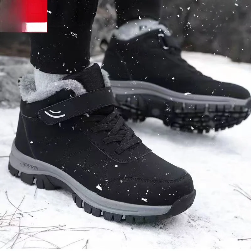 

Men's Outdoor Sports Cotton oes Winter Fce Lined High Top Thi Bot Climbing Casual Warm Boots