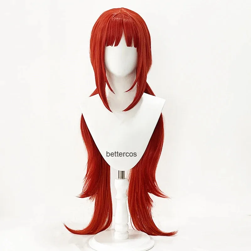 Nilou Impact Wig Merah Lurus Panjang Cosplay Anime Wig Sintetis Tahan Panas Pra-gaya