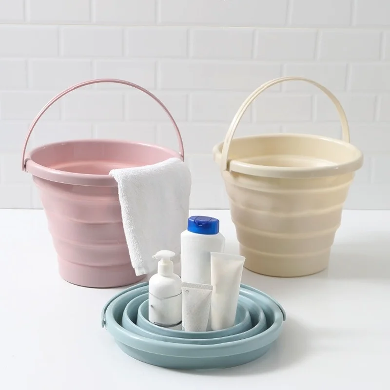 Portable Foldable Plastic Bucket Handheld Collapsible Laundry Basin Large Small Size Space Saving Multifunctional Washing Basin view 3