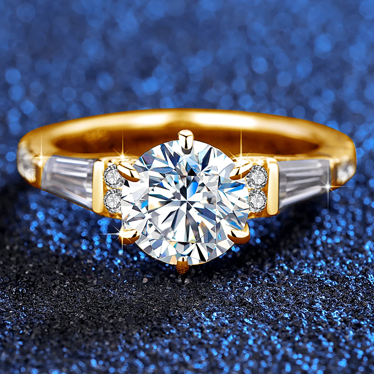  2CT Eheringe für Damen, 925 Sterling Silber, runder Schliff, Moissanit-Verlobungsring, luxuriöser Brautschmuck – Detail 5