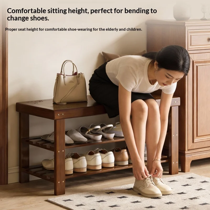 Furniture Entryway Shoe Bench Storage Rack Seat Multi Tier Shoe Shelf Removable Cushion Sturdy Organizer Home Apartment Hallway