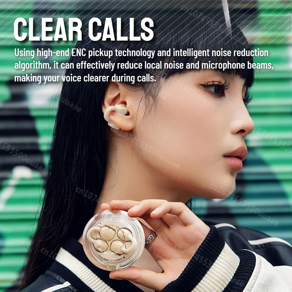 Zombiescat B3 OWS Clip per l'orecchio Auricolari Bluetooth Design trasparente Cuffie wireless HiFi Stereo TWS Auricolari wireless con microfono
