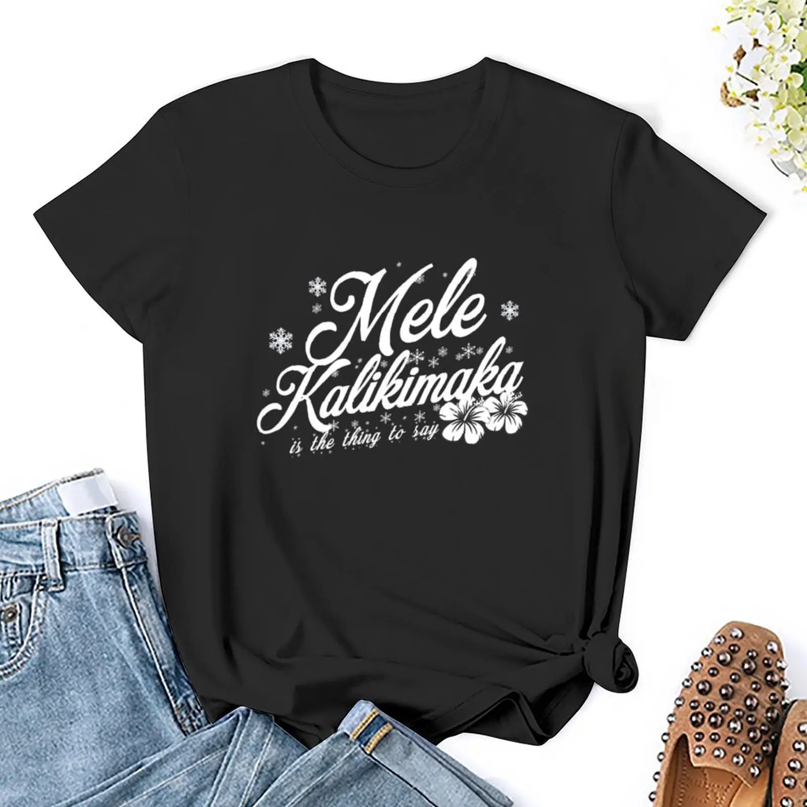 Mele Kalikimaka T-Shirt tops Female clothing t shirts for Women loose fit