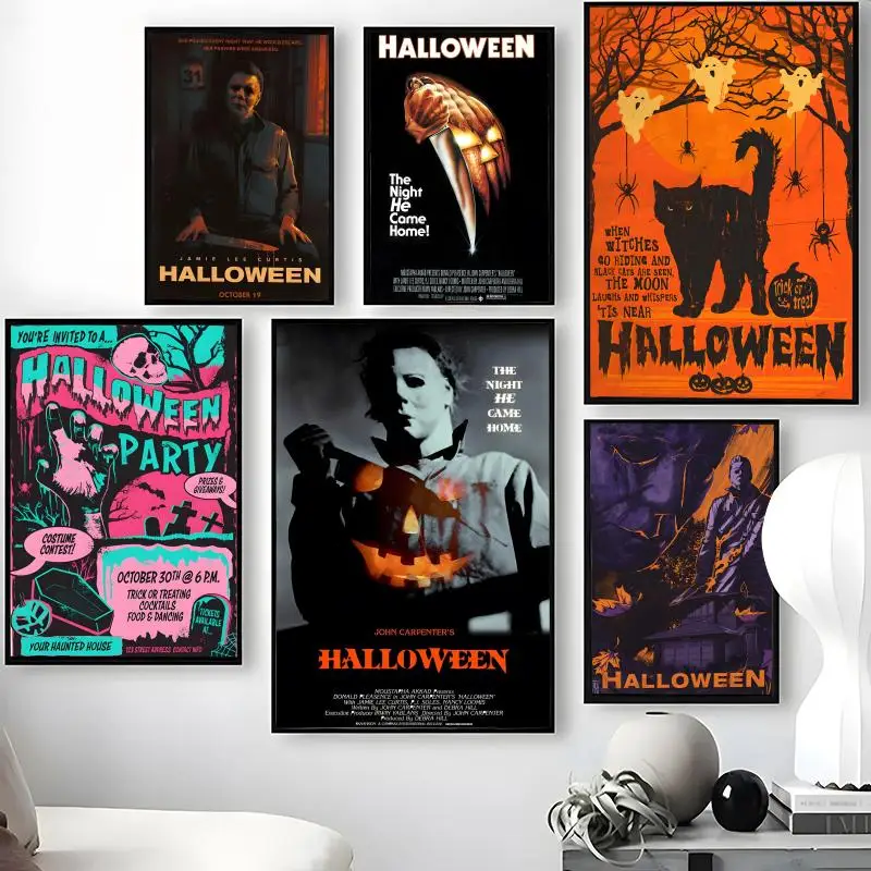 Affiche de jeu H-HalloweenES, autocollants muraux imperméables, décor mural amovible pour salon et chambre à coucher