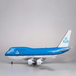 1:130 Scale Airplane Model Dutch Airlines 747 Plane Model KLM Model Plane with LED Light(Touch or Sound Control) for Decoration