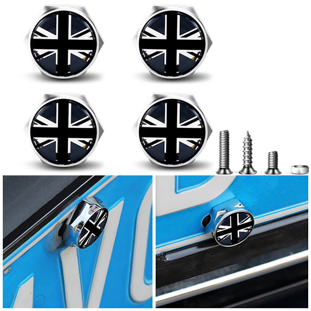 4Pcs/set Car License Plate Fixed Bolt Screw Caps Emblem Decal For BMW Mini Cooper JCW One S Countryman Car Styling Accessories