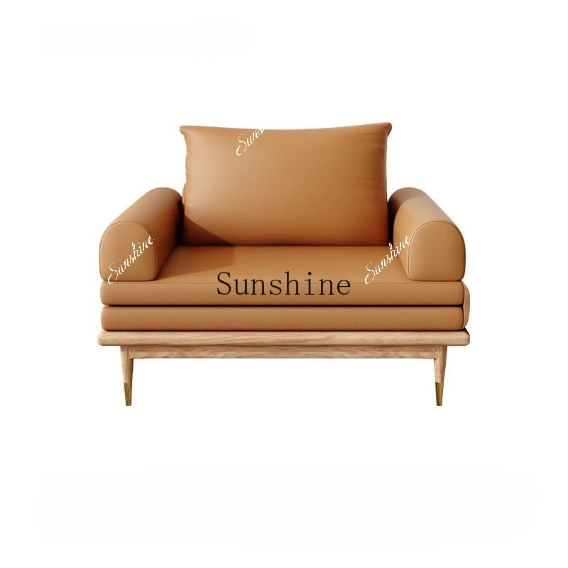 All solid wood sofa bed cream wind folding small apartment single/living room dual-purpose modern simple fabric sofa  FT