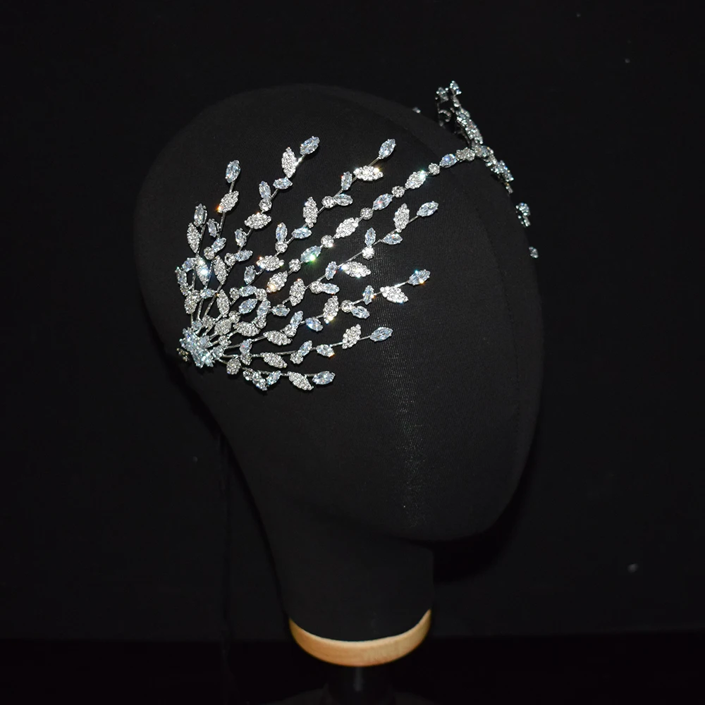 YCDZSWWL Full Rhinestones Shiny Women Headpieces Elegant Crystal Tiara Bride Hair Accessories for Wedding Banquet