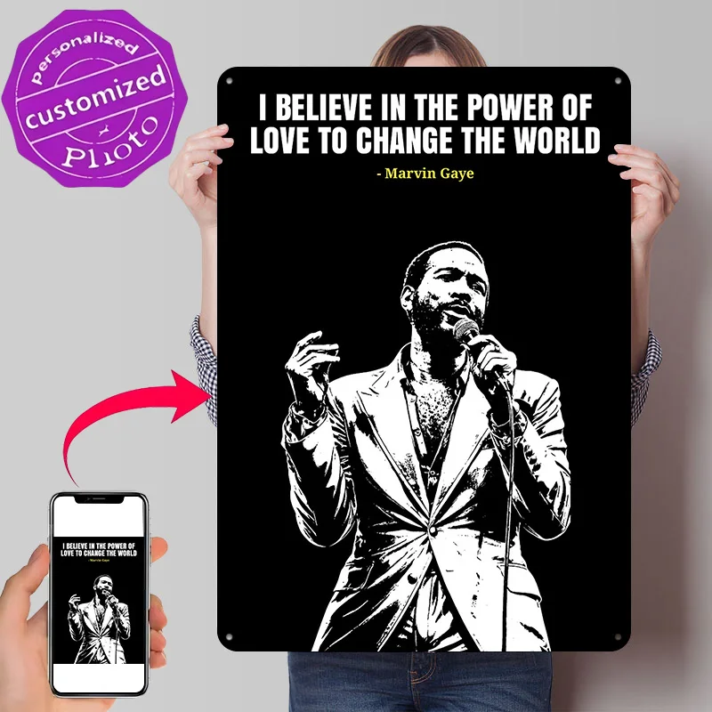 Marvin Gaye Quote Metal Poster Perfect Gift for Fans Lovers Personalized Wall Art Metal Sign for Home Decor Ornaments Wand Deko