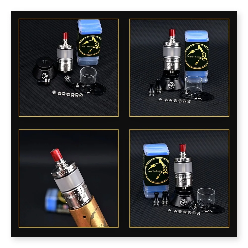 Wolfcoolvape NOLA RTA 3.2ml Rebuildable Atomizer Tank - 22mm with Adjustable Air Pins (0.8 to 3.5mm) for Vaping