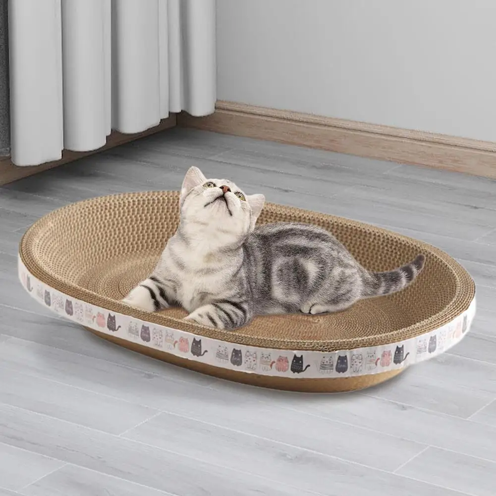 Rundes Katzenkratzbett, langlebiges Kratzbrett aus Wellpappe, nicht fusselnd, für große Katzen, Krallenpflege, Ruhezubehör, Geschenk