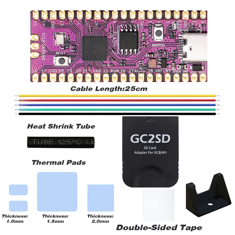 PicoBoot Board IPL Replacement Modchip RP2040 USB TYPE-C For Nintendo Gamecube NGC with SD2SP2 Adapter GC2SD Card Reader