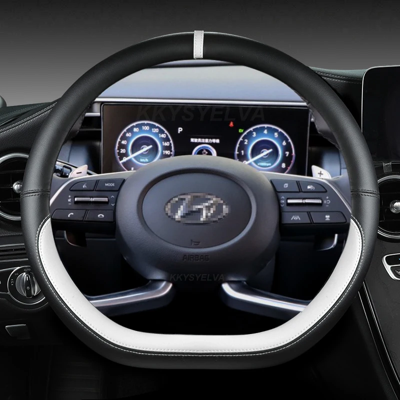 PU Leather Car Steering Wheel Cover For Hyundai Tucson 2021 2022 NX4 Elantra 2020 Sonata 10th 2020 2021 2022 Auto Accessories view 2