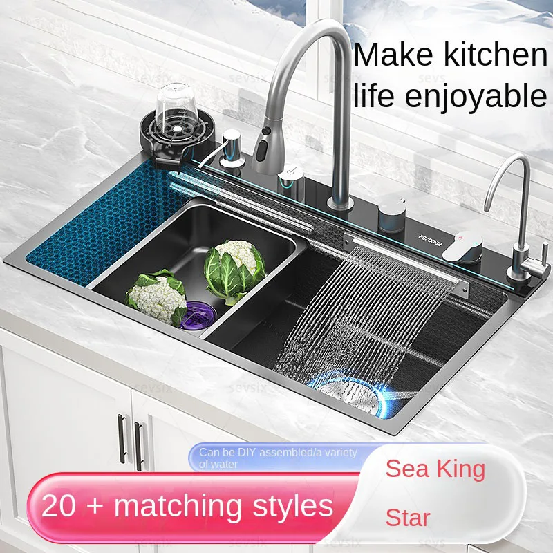 

All-in-One Kitchen Sink Solution - Extra-Large Basin, Honeycomb Embossed & Utensil Management System