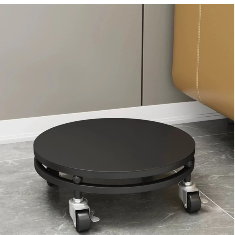 Wheeled Movable Iron Floor Plant Stand Extra Large Flower Pot Base Tray Low Metal Planter Holder Multifunctional Furniture Base