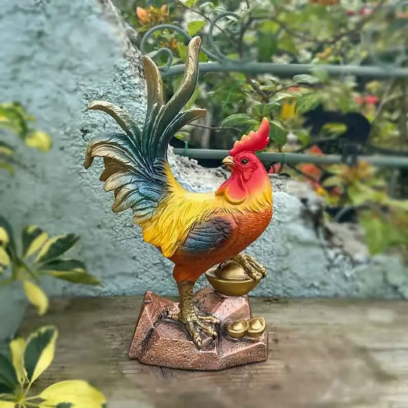 Creative Simulation Landscape Sculpture Home Living Room Entrance Office Resin Crafts Zodiac Rooster Decorative Ornament