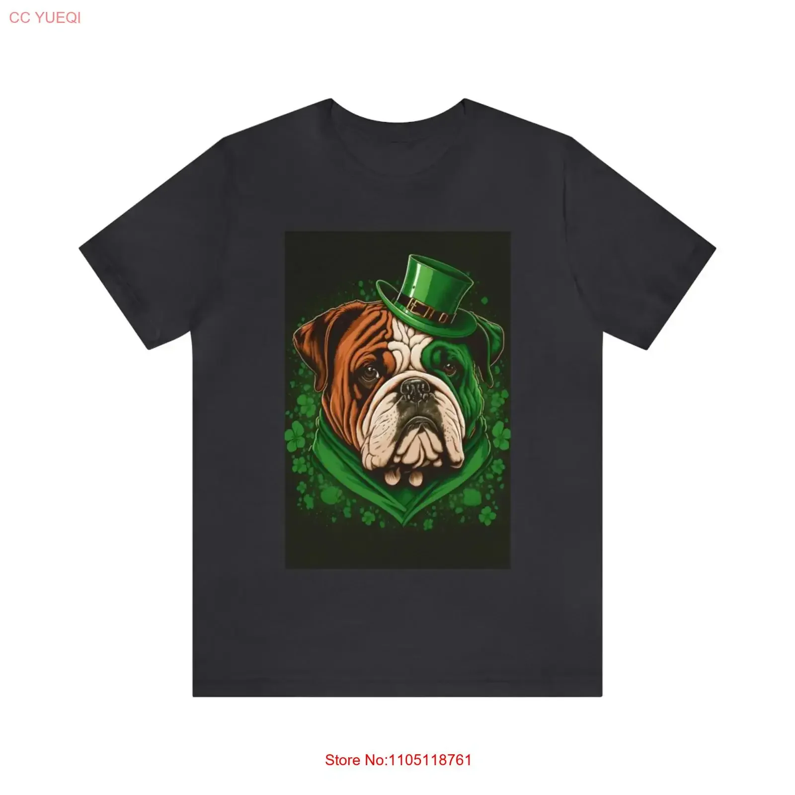 Irish Bulldog with Leprechaun Hat T Shirt 2023 Jersey  vintage Washed Unisex Versatile homme Casual Stretched Comfortable