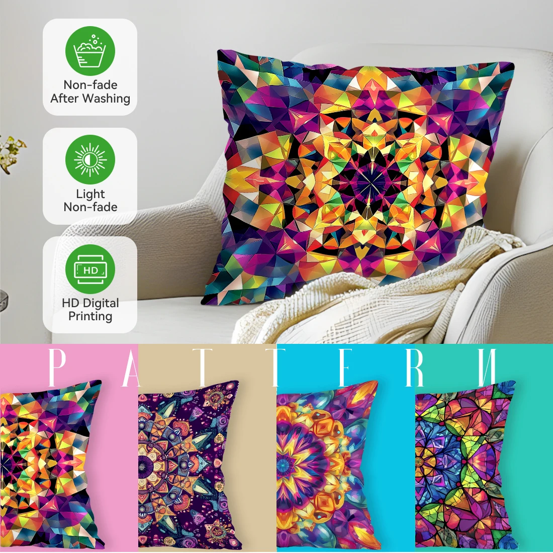 

Bohemian Mandala Cushion Pillowcase Printed Polyester 45x45cm Throw Pillowcover Decorative Sofa Cushion Pillowslip Home Decor