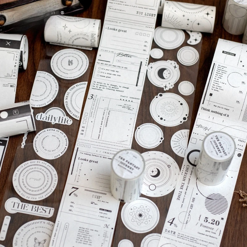 أبيض وأسود الحد الأدنى المشهد الشريط الأساسية تنوعا المواد المحاسبة Diy بها بنفسك سجل القصاصات مذكرات كلية القرطاسية الهدايا #4