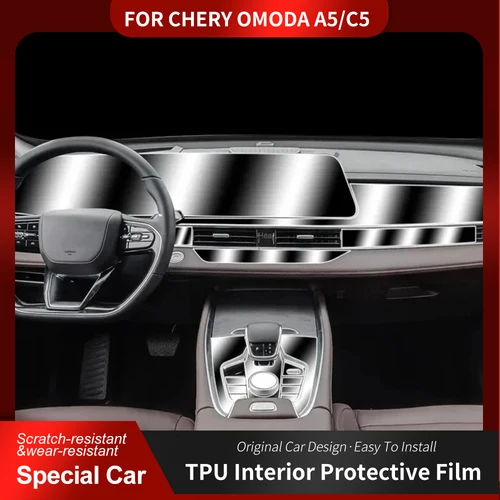 Imagen 2 del producto Para Chery OMODA A5/C5 2022-2024 película Interior de coche antiarañazos tablero de piano consola central de cambios película transparente de TPU
